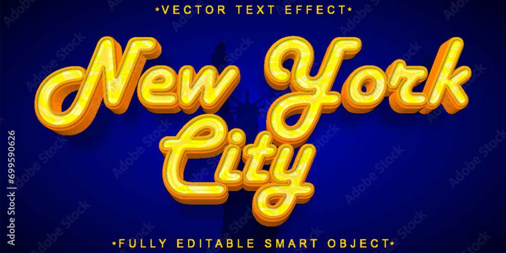 Poster yellow new york city vector fully editable smart object text effect