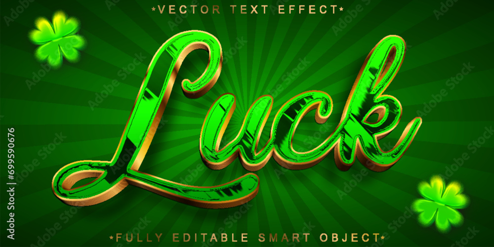 Poster shiny green luck vector fully editable smart object text effect
