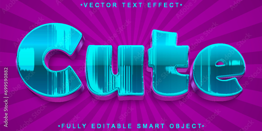 Aufkleber shiny turquoise cute vector fully editable smart object text effect