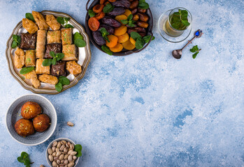 Ramadan iftar traditional desserts baklava and dates