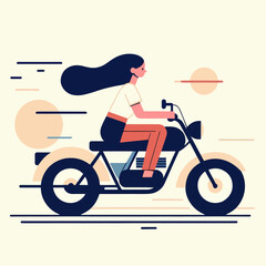 illustration of woman riding a motorbike