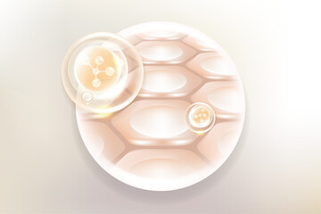 Hyaluronic acid skin solutions ad, white collagen, and vitamin serum drops with cosmetic advertising background ready to use illustration vector.	