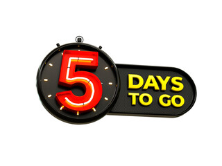 3d rendering  5 days to go banner design template with transparent background