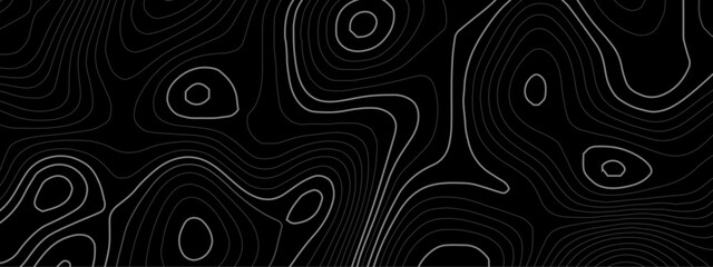 Black and white abstract topography vector background. Topography map pattern, Geographic curved relief. Abstract geographic wave grid line map. - obrazy, fototapety, plakaty