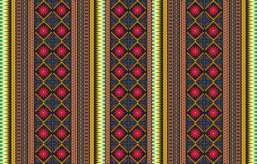 Ethnic monochrome seamless pattern. Background with Aztec geometric patterns. Print with a tribal theme. Fabric from the Navajo people. Abstract wallpaper in a modern style. Illustration in vector 