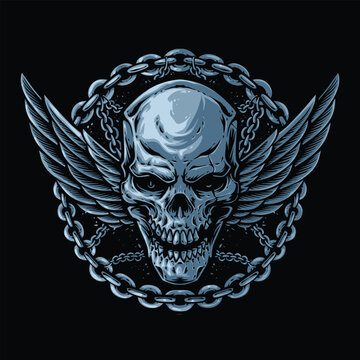 skull with chain and wings logo