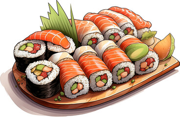 Japanese futomaki and sushi