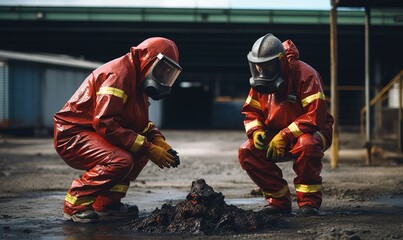 Fototapeta premium Fireman wearing suits, safety helmet