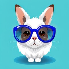 Fototapeta premium drawn cat in sunglasses on a colored background