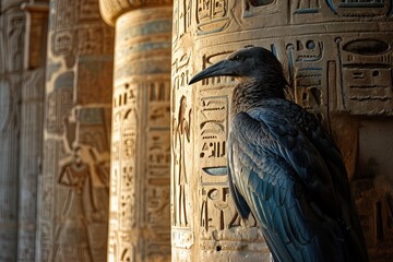 toth the celestial ibis bird ancient egypt hieroglyphic - obrazy, fototapety, plakaty