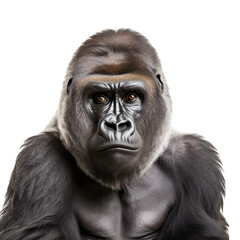 Gorilla's Close Shot, Jungle Inhabitant, Unbridled Animal, Half-Length Perspective, Isolated on Transparent Background, PNG