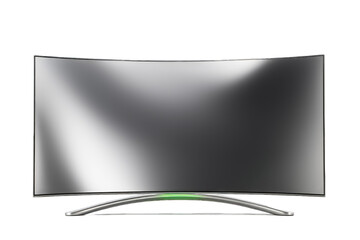 modern curved television with a glossy black screen