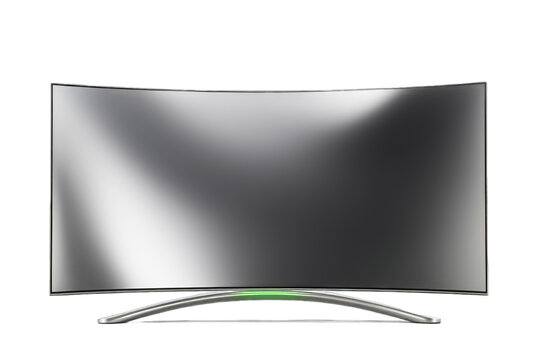 modern curved television with a glossy black screen