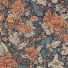 Vintage style floral pattern for fabric swatch, wallpaper or wrapping paper