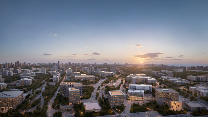 Obraz premium Modern metropolis, city skyline, urban buildings, green city