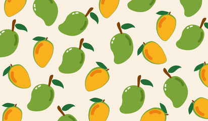 Cute mango fruits pattern background vector design