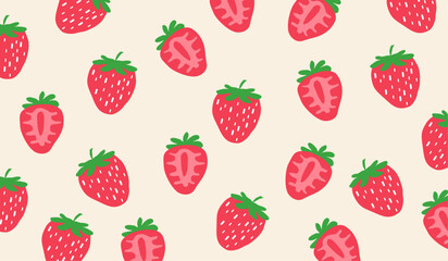 Cute strawberry fruits pattern background vector design