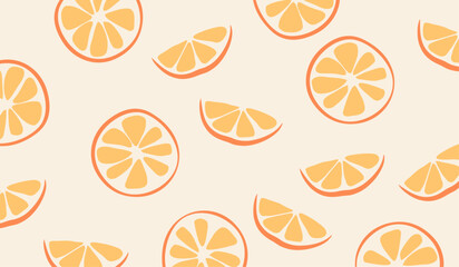 Cute orange fruits pattern background vector design