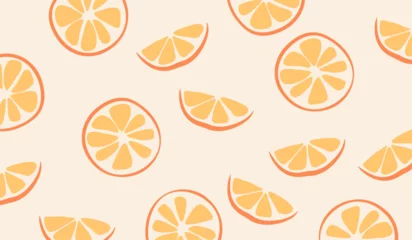 Foto op Canvas Cute orange fruits pattern background vector design © rupa