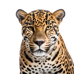 Jaguar Close-Up Photo, Jungle Fauna, Feral Creature, Half-Body Shot, Isolated on Transparent Background, PNG