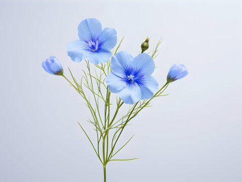 Flax flower in studio background, single flax flower, Beautiful flower images