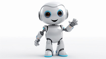 Happy kid robot isolated on white background 