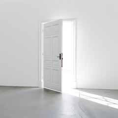 Open door to light, Bright light shining through an open door, Enlightenment Concept Art, Generative AI