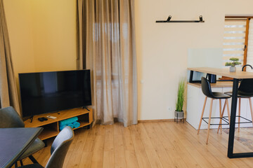 Interior of a living room in a country hotel room.