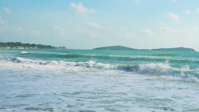Sea beach wave cloudy sky windy on beach anture landscape