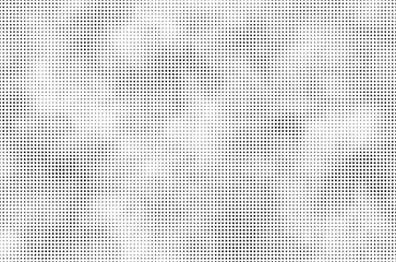 Abstract grunge halftone background. Retro comic grain pixel texture. Dots cartoon wallpaper. Pop art fading wavy gradient pattern. Vector vanishing gritty backdrop.