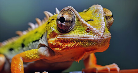 close up of a chameleon lizard, ai generated - obrazy, fototapety, plakaty