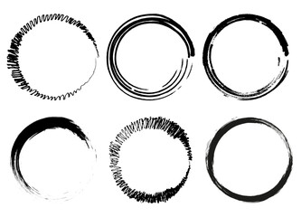 Grunge circle shape. Grunge round shapes. Grunge banner collection. great set in various themes. clip art Silhouette , Black vector illustration on white background.