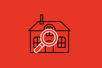 house search illustration in flat style design. Vector illustration.	