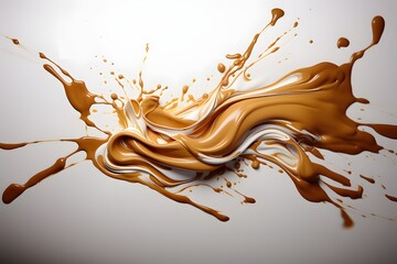 Cocolate syrup splash with milk on white background