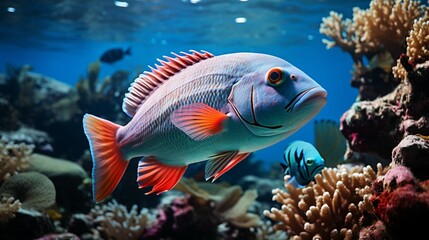 Naklejka na ściany i meble A colorful coral reef fish. AI generate illustration