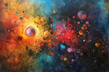 a painting of a bright and colorful space