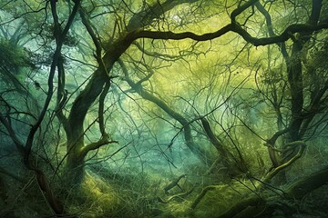 a forest filled with lots of green trees
