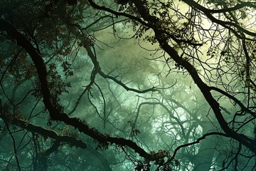 the sun is shining through the trees in the forest