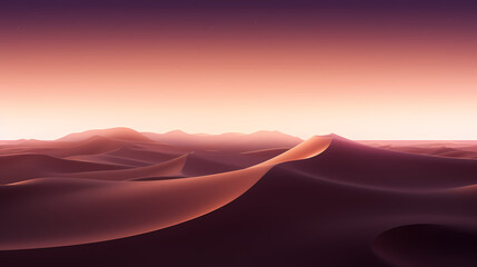 Surreal desert dunes at sunset, warm tones and shadows