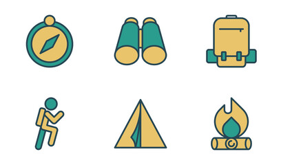 Adventure Icon Design Template in Filled Outline Style