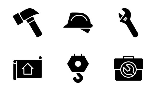 Construction Icon Design Template in Solid Style