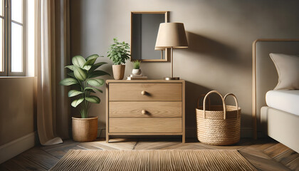Cozy corner design, minimalist aesthetic with soft lighting, Minimalist Concept Art, Generative AI.