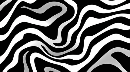 Abstract black and white zebra crossing pattern with irregular composition. Zebra print abstract background