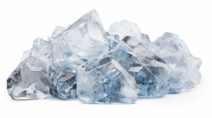 Ice crystals on a white background. Frozen water.