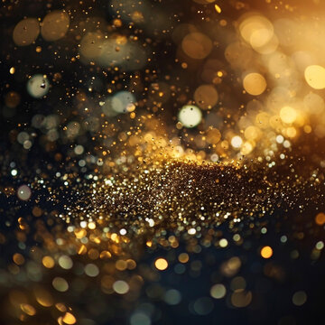 金色圣诞颗粒和洒水，用于圣诞节或新年等节日庆祝活动，人工智能技术