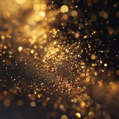 Foto op Plexiglas 金色圣诞颗粒和洒水，用于圣诞节或新年等节日庆祝活动，人工智能技术 © Rashid