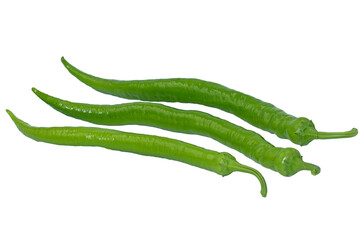 Three early green pointed sweet peppers produced in the greenhouse and harvested at the end of...