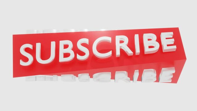 Twisted subscribe text rotating against a white background, seamless loop animation., 4k	