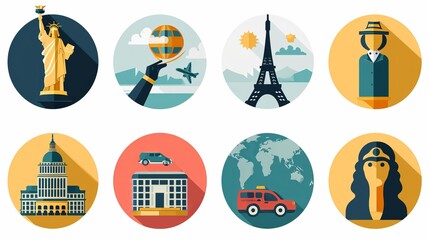 Vector travel flat icons set   collection of versatile travel symbols in trendy vector style