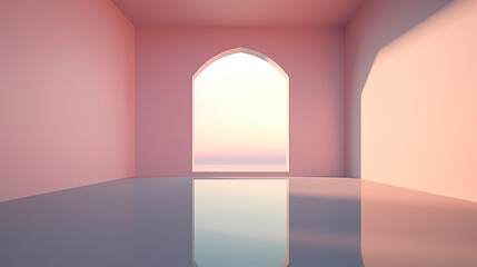 minimalist architecture,3d render of abstract futuristic architecture with empty concrete floor